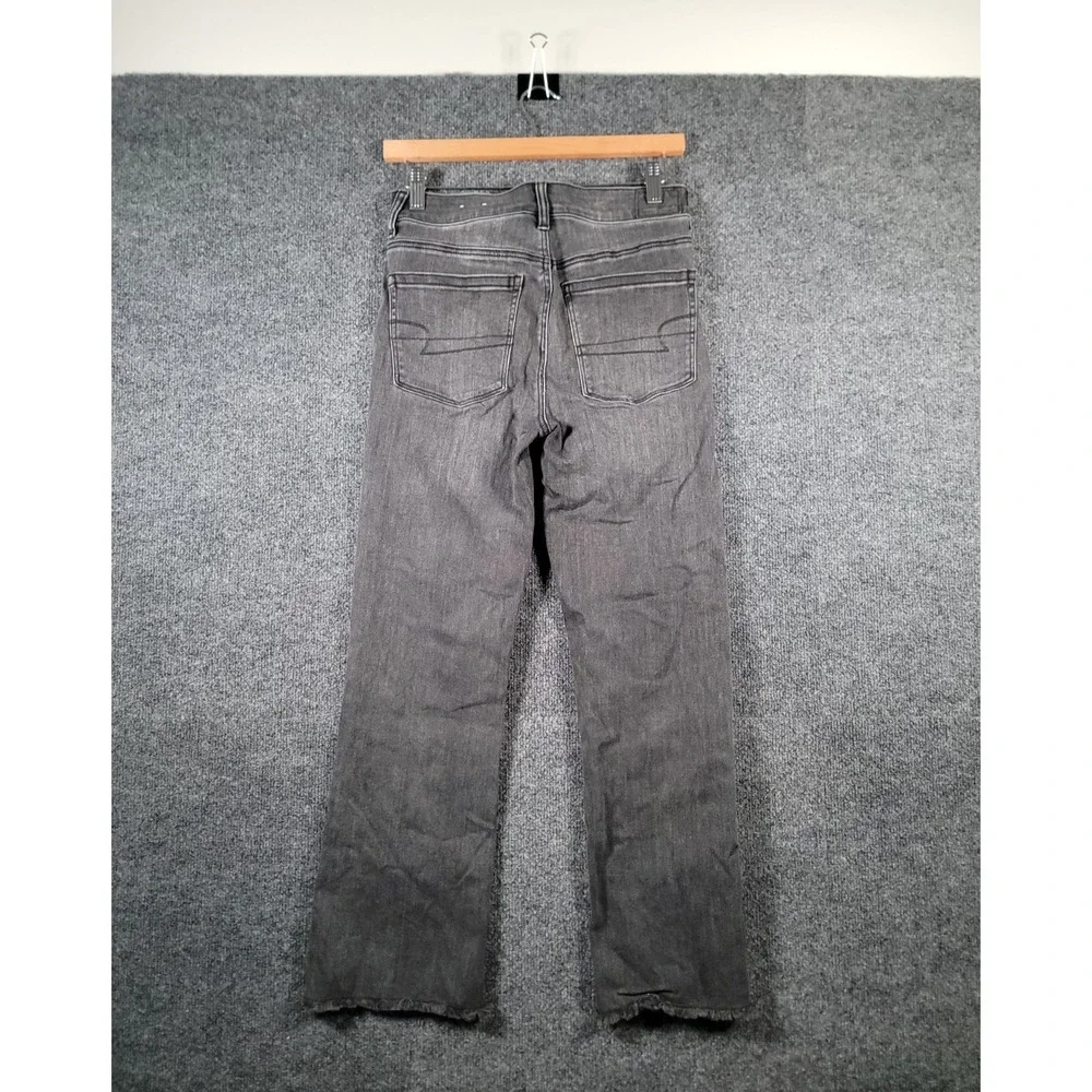 American Eagle Hi-Rise Crop Flare Super Stretch Button Fly Jeans Size 6 Gray